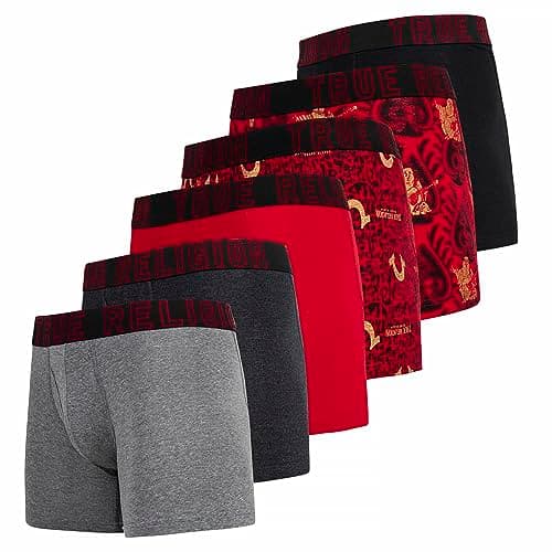True Religion Mens Boxer Briefs Cotton Stretch Underwear for Men Pack of 6 Red - Image 1