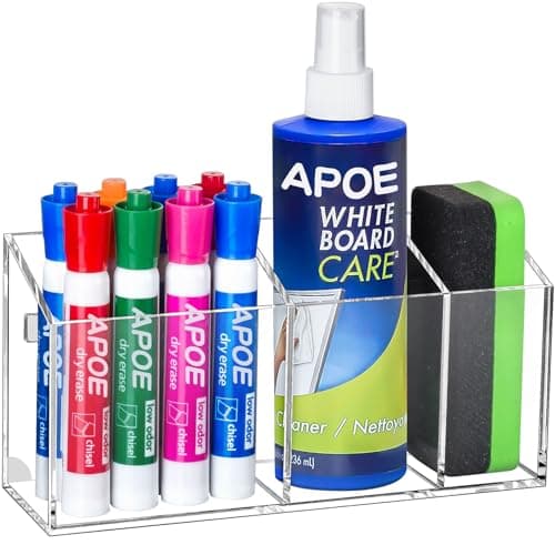 Banafich Magnetic Dry Erase Marker Holder, Acrylic Magnet Pen Holder for Whiteboard, Refrigerator, Magnetic Fridge Organizer for Office, Classroom, Whiteboard Maker Holder, Locker Organizer - Image 1