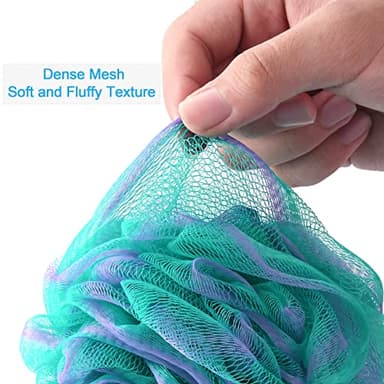 AmazerBath Loofah Sponge 75g/Piece, Exfoliating Bath Sponge Body Scrubber - Loofa Set of 4 Flower Color (Large, Green-Purple) - Image 5