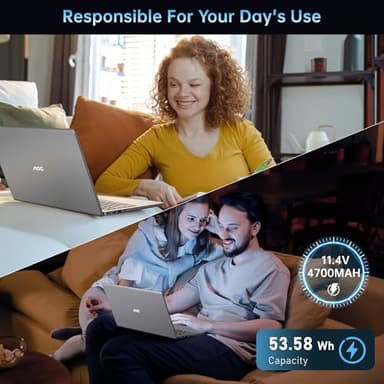 AOC 2025 Laptop with AMD Ryzen 7 5700U Processor(8C/16T, Up to 4.3GHz), 16.1 inch FHD Display Laptop 16GB RAM 512GB NVMe SSD Laptop Computer, USB3.2, Type-C, WiFi 6, 53Wh Battery, Backlit KB - Image 4