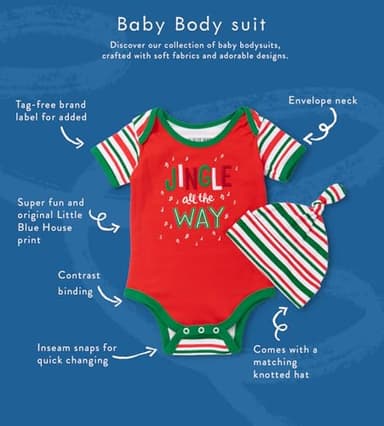 Little Blue House unisex-baby Bodysuit with Hat, The Christmas Type Jingle, 3-6 Months - Image 3