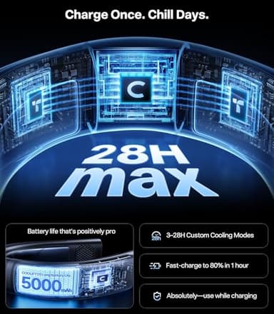 TORRAS 2025 COOLiFY 2S Neck Fan, 3 Model, 3-28H Extended Battery Life, Neck Fans that Blow Cold Air, Neck Air Conditioner, Cooling Neck Fan for Work,Hiking,Travel. Gifts for Dad Husband Father, Black - Image 6