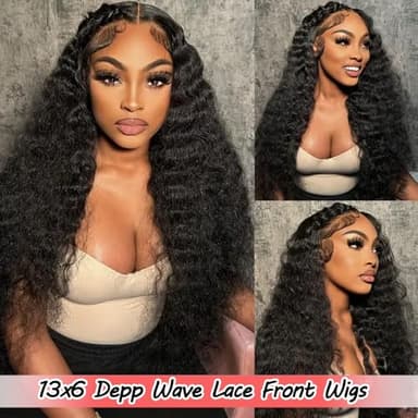 FIONAT 30 Inch Deep Wave Lace Front Wigs Human Hair Pre Plucked 13x6 HD Lace Front Wigs Human Hair 180% Density Deep Curly Wig Frontal Glueless Wigs Human Hair for Women - Image 6