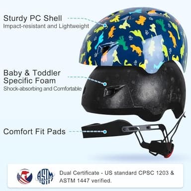 Toddler Helmet, Baby Infant Kids Bike Helmet for Kids Age 1-3/2-4/3-5/5-8 Adjustable Toddler Bike Helmets for Boys Girls for Scooter Skateboard Cycling - Image 4