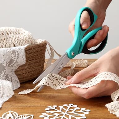 LIVINGO Scissors All Purpose Heavy Duty - 3 Pack 8.5” Blue Sharp Shears for Office Home and School Crafting Sewing Cutting Paper Fabric - Image 6