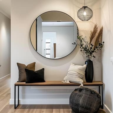 Black Round Mirror, Round Mirror 24 inch, Black Circle Mirrors Metal Frame, Wall Mounted Mirrors for Living Room, Bathroom, Wall, Entryway, Rustic - Image 5