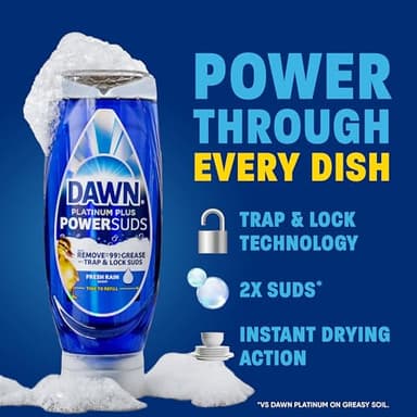 Dawn Platinum Plus PowerSuds Liquid Dish Soap, 51.5 oz. Refill - Image 3