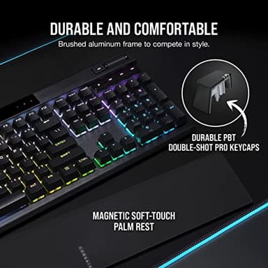 Corsair K70 RGB PRO Wired Mechanical Gaming Keyboard (CHERRY MX RGB Blue Switches: Tactile and Clicky, 8,000Hz Hyper-Polling, PBT DOUBLE-SHOT PRO Keycaps, Soft-Touch Palm Rest) QWERTY, NA - Black - Image 3