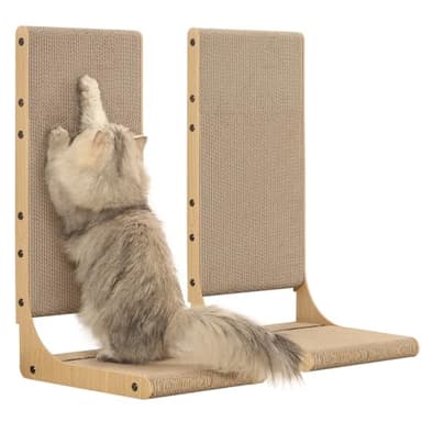 Zakkart 2-Pack Cat Scratching Board, 25.6'' Tall Cardboard L Shape Vertical Cat Scratchers for Indoor Cats, Cat Scratching Post for Wall and Couch, Large - Image 1
