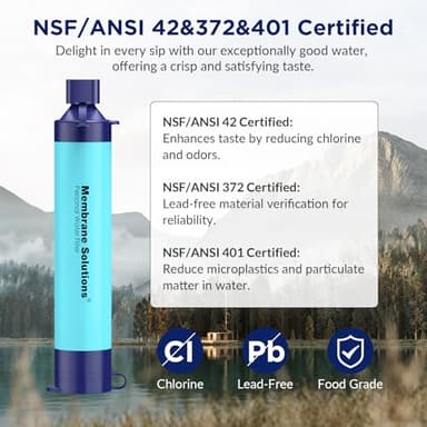 Membrane Solutions Personal Water Filter, Survival Filtration Straw Portable Gear, Emergency Preparedness, Supply for Drinking Hiking Camping Travel Hunting Fishing Team Family Outing (Blue, 6 Pack) - Image 3