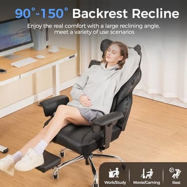 GTRACING Big and Tall Gaming Chair 400lbs Heavy Duty Office Chair with Foot Rest & Ergonomic Pocket Spring Lumbar Support, High Back 3D Saddle Shaped Cushion for Back Pain Relief, Matte-Black - Image 7