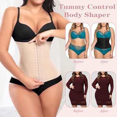 Werena Waist Trainer for Women Corset Shapewear Tummy Control Slimming Body Shaper Girdle Waist Cincher Postpartum Belly Band(B# Beige(Height: 11"), X-Large) - Image 3