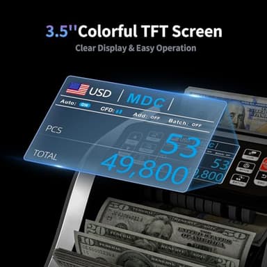 Aneken N60 Mixed Denomination Money Counter Machine, Value Counting, UV/MG/IR/DD Counterfeit Detection, 3.5" TFT Display Cash Counting Machine, Printer Enabled Bill Counter for Business - Image 4