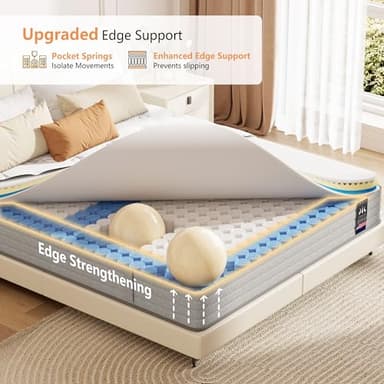 Queen Mattress 14 inch, Medium Firm Hybrid Mattresses with Cooling Gel Memory Foam, Queen Mattress in a Box, Independent Spring for Motion Isolation, Pressure Relief & Upgraded Support, CertiPUR-US - Image 5
