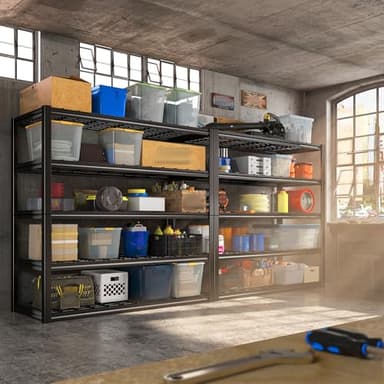 REIBII 48.2''W Garage Shelving Heavy Duty Metal Shelving 3000LBS Storage Shelves Adjustable Metal Shelves 5 Tier Garage Shelf for Basement Pantry Warehouse Supermarket 48.2" W x 24.2" D x 72.2" H - Image 3