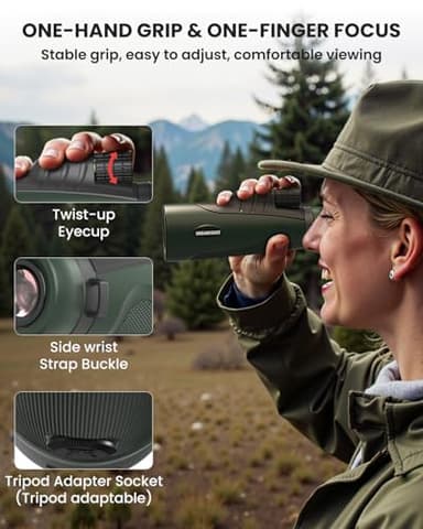 15X54 Monocular Telescope for Adults High Powered – Waterproof, BAK4 Prism, FMC Lens, Compact Spotting Scope for Bird Watching, Hunting Gear, Hiking Accessories, Travel & Camping Gifts - Image 4