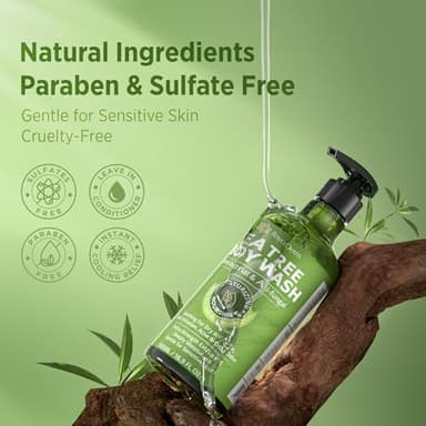 Antifungal Body Wash & Soap, Tea Tree Body Wash, Antibacterial Body Wash & Soap, Back Acne Body Wash, Natural Body Wash With Tea Tree Oil For Jock Itch, Back Acne, Athletes Foot, Body Odor, Nail Fungus, Ringworm, & Eczema - 16.9 Fl Oz - Image 6