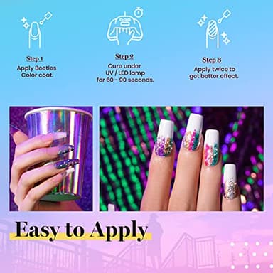 Beetles Glitter Gel Polish, 6 Pcs Pink Silver Platinum Gel Polish Kit Soak off Uv Lamp Shimmer Purple Pink Green Gold Glitter Nail Polish Kit Holiday Gift Design for Party - Image 5