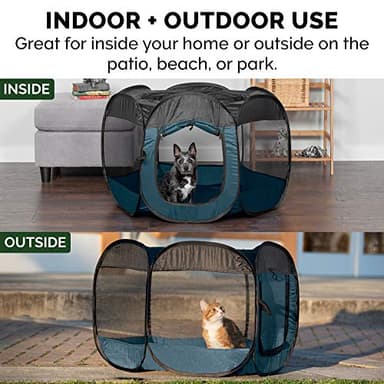 Furhaven Portable Dog Playpen Cat Tent, Pet playground/kennel foldable indoor outdoor zippered puppy crate - Sailor Blue, Extra Large - Image 5