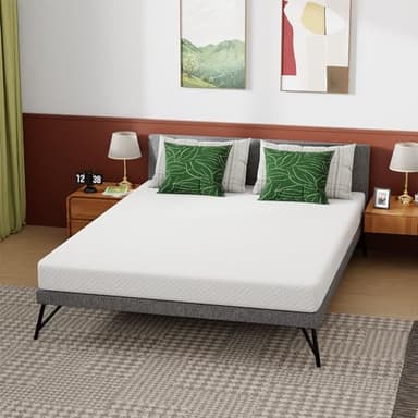 FDW | 6 Inch Queen Mattress | Medium Firm | Gel Memory Foam Mattress | White | Bed in a Box, CertiPUR-US Certified | Pressure Relief, Cooling Ventilated Foam | Washable Removable Cover - Image 3