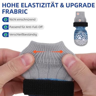 PUPTECK Anti Slip Dog Socks, Shoes with Grippers to Prevent Licking Hardwood Floors Traction, Rubber Boots & Paw Protectors, Senior Dogs Booties Navy Blue - Image 3
