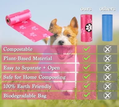 WDFAACK Biodegradable Dog Poo Bags with Holder-240 Large Poop Bags, Corn Starch Blended Compostable Bag, Extra Thick Strong Leak Proof Waste Bag for Dogs (Pink) - Image 6