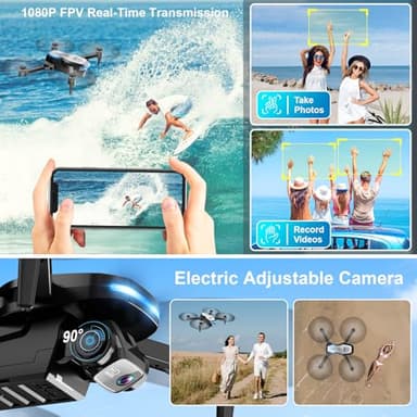 Drone with Camera 1080P FPV Foldable Drone for Beginners, Mini Drone with Altitude Hold, One Key Take Off/Land, Trajectory Flight, 3D Flip, 3 Speeds, Gravity Control,Toys for Boys Girls X61 - Image 2