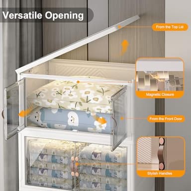 UAMFURI Extra Large Stackable Storage Bins with Lids and Wheels, 160QT/40GAL Stackable Storage drawers, 4Pack Collapsible Storage Bins with Lids, Closet Organizers and Storage Drawers for Home, Dorm - Image 7