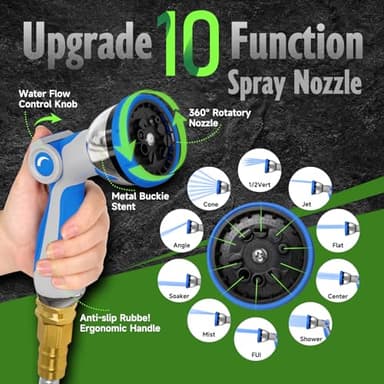 Dphkcey Metal Garden Hose 75FT, Stainless Steel Heavy Duty Water Hose with 10 Function Nozzles, Lightweight and Flexible, Kink Free Sturdy Easy Storage for Yard, Outdoor, RV, Lawn, Car - Image 4
