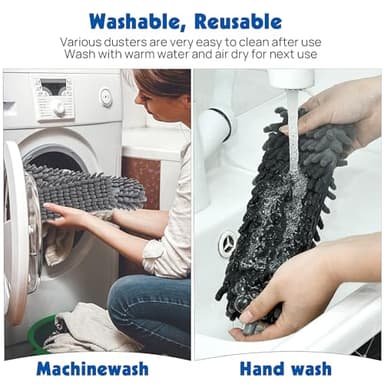 Dusters for Cleaning, Feather Duster Set, 10PCS Duster with Extension Pole Up to 100'' - Extendable, Bendable, and Washable for Ceilings, Chandeliers, and Furniture - Image 7