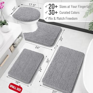 OLANLY Bathroom Rugs 30x20, Extra Soft Absorbent Chenille Bath Rugs, Rubber Backing Quick Dry, Machine Washable Bath Mats for Bathroom Floor, Tub and Shower, Home Decor Accessories, Grey - Image 2