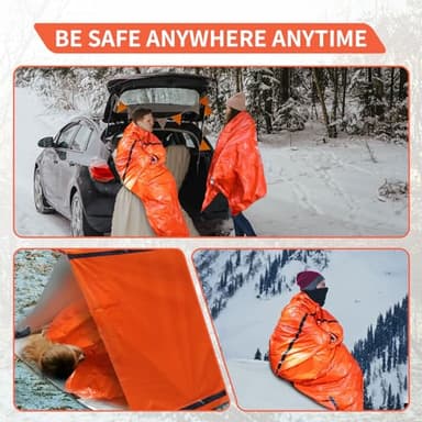 Frelaxy Extra-Thick Survival Tent and Emergency Sleeping Bag, Emergency Shelter Survival Bivy Set with Whistles, Paracord, Storage Pouches, and EVA Case, Perfect for Survival Kits (Orange Set) - Image 7