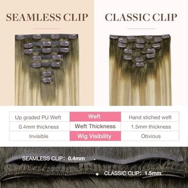 GOO GOO Clip in Hair Extensions Real Human Hair, Remy Human Hair Extensions Clip ins for Women, Natural Human Hair, 22inch 150g 7Pcs, 5A/90/16F Bahamian Balayage - Image 3