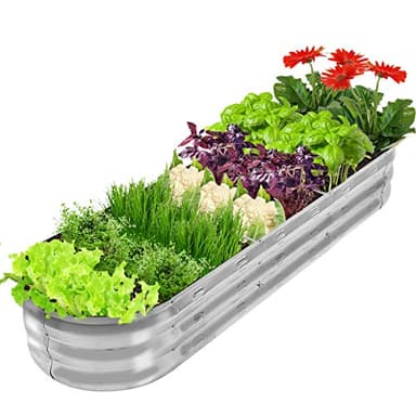 GADI Raised Garden Bed Kit for Vegetables Flower Galvanized Metal Planter Boxs Designed for Easy DIY and Cleaning Not Twist Or Rot (Silver) - Image 3