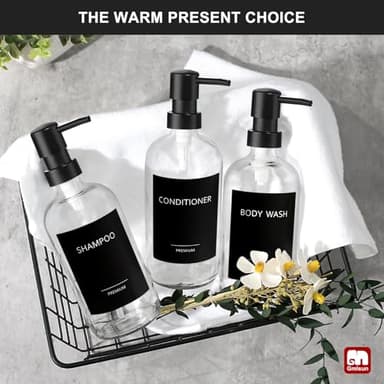 GMISUN Clear Glass Soap Dispenser, 3 Pack Bathroom Hand Soap Dispenser with Plastic Pump, 16 Oz Kitchen Hand and Dish Clear Dispenser Set, Modern Vintage - Image 7