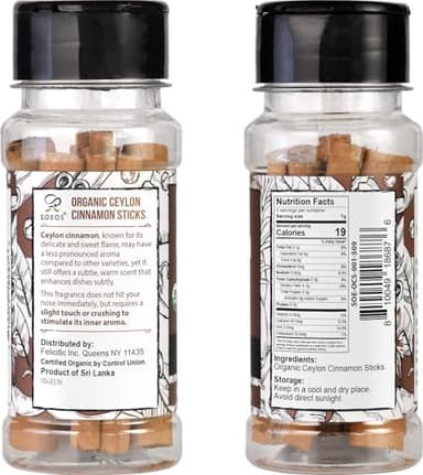 Soeos Ceylon Cinnamon Sticks 1 oz (28g) Pack of 3, Organic Cinnamon Sticks, Real Cinnamon farmed in Sri Lanka, Non-GMO, Cinnamon for Coffee, Baking, Cooking and Beverages - Image 2