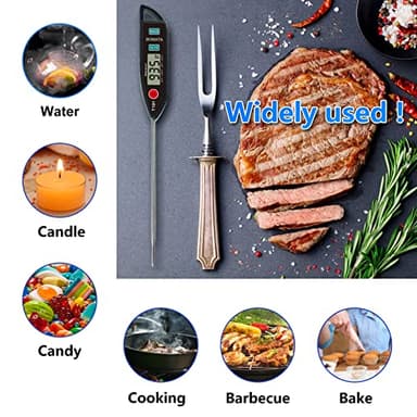 BOMATA Digital Water Thermometer for Water, Liquid, Candle and Cooking. Instant Read Food Thermometer Waterproof IPX7 with Long Probe for Cooking, Meat, BBQ! T101 (Black Color)… - Image 7