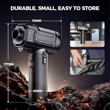 Compressed Air Duster: 100000RPM Electric Air Duster with LED Light Mini Air Blower Rechargeable Cordless Keyboard Cleaning Jet Dry Blower - Car, PC and Home Cleaning Kit Easier to use - Image 6