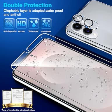 firtstnow 3 Pack Glass Screen Protector for Samsung Galaxy S25 Edge [6.7 inch] + 3 Pack Camera Lens Protector, 9H Tempered Glass, Fingerprint Unlock, HD Clear Case Friendly Anti-Scratch - Image 6