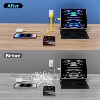USB C Charger Block, 2-Pack 40W 4-Port Multiple Type C Fast Charging Phone Charger Brick +QC 3.0 USB A Wall Plug Out let Multiport Box Cube for Phone 15/14/13/12/11 Pro Max, Galaxy, Pixel, Yellow - Image 5