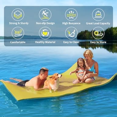 CTSC Lily Pad Floating Mat - Floating Water Mat - 9 x 4 Ft Floating Mat for Lake, 3-Layer Tear-Resistant XPE Foam with a 16.4' Elastic Bungee Tether for Lake, Beach, Ocean, Pool - Image 3