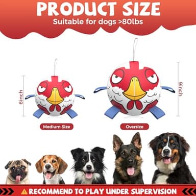 QDAN Dog Toys Soccer Ball with Straps - Durable Extra Large Dog Balls, Beach Pool Water Toys, Herding Balls (9 Inch) - Image 3