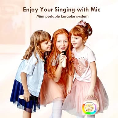 HWWR Mini Karaoke Machine with 2 Wireless Microphones Portable Bluetooth Speaker with Disco Lights, Kids Toys Christmas Birthday Gifts for Girls Boys Age 4, 5, 6, 7, 8, 9, 10, 11, 12+ Home Party - Image 5