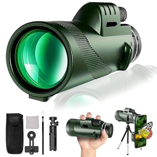 Stscope360 Monocular, STS Scope 360 with Smartphone Adapter Tripod Hand Strap, Stethoscope 360 Monocular Suitable for Bird Watching Hunting Hiking Camping (Green, 80x100) - Image 1