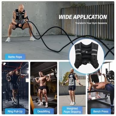 ZELUS Weighted Vest, 6lb/8lb/12lb/16lb/20lb/25lb/30lb Weight Vest with Reflective Stripe for Workout, Strength Training, Running, Fitness, Muscle Building, Weight Loss, Weightlifting, Black(30 lb) - Image 7