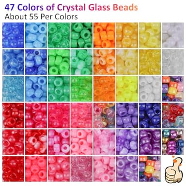 XSEINO 2600PCS Pony Beads, 47 Colors 9mm Friendship Bracelets Making Kit, Rainbow Large Hole Beads for Bracelets Necklace Jewelry Making Crafts with Elastic String - Image 2