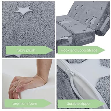 MeMoreCool Glow Star Pattern Tri-Fold Sofa Bed for Kids, Foldable Futon Chair and Floor Couch, Convertible Trifold Mattress for Playroom - Image 9