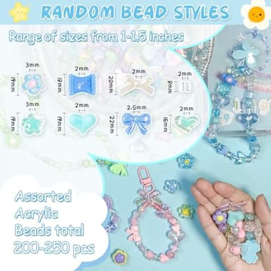 JoyJellies Bracelet Making Kit Assorted Acrylic Beads, 4 Colors Charms Keychain Making Kit with String Key Ring Clips Bow Heart Cute Beads for Bracelets DIY Arts and Crafts Girls Jewelry Making Gifts - Image 6