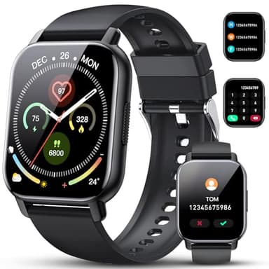 Smart Watch, 1.85" Smartwatch for Men Women(Answer/Make Call), 2025 Fitness Watch with 110+ Sports Modes/Heart Rate/Pedometer/Sleep Monitor, IP68 Waterproof Fitness Activity Tracker for Android iOS - Image 1