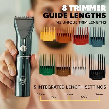 The Beard Club Beard Trimmer for Men - Electric Cordless Rechargeable Beard & Hair Trimmer - High Power 7000 RPM - 8 Color Guides 45 Unique Trim Lengths - Travel Lock - Image 6